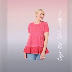 LOGO by Lori Goldstein Beach to Street Distressed Cotton Top 2X NWT